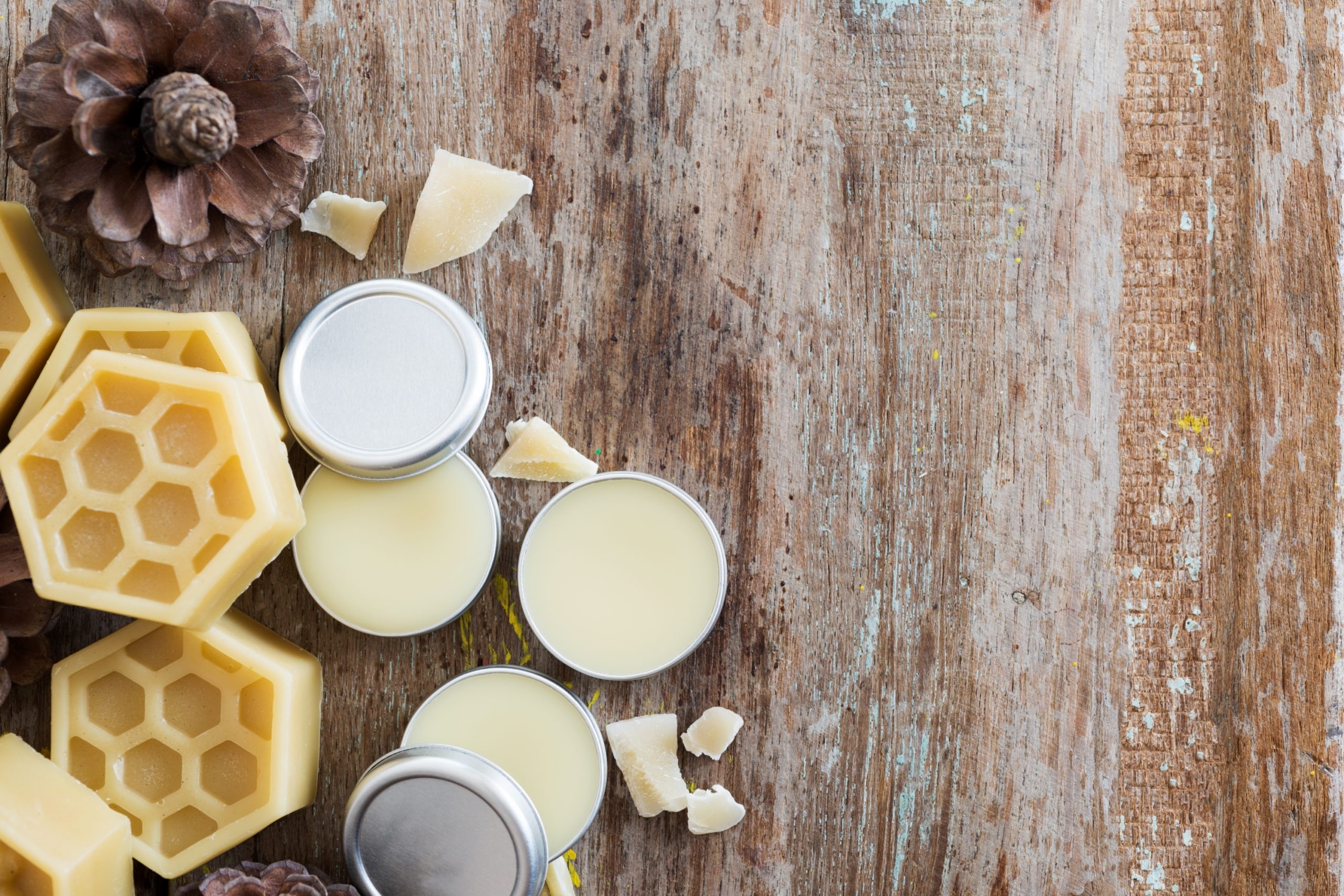 natural lip balm ingredients on table