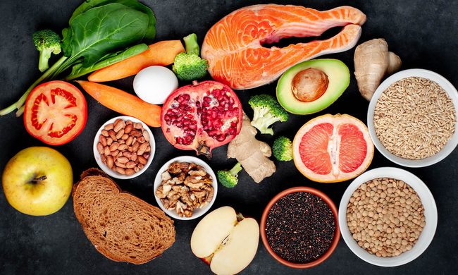 fruits vegetables and fish