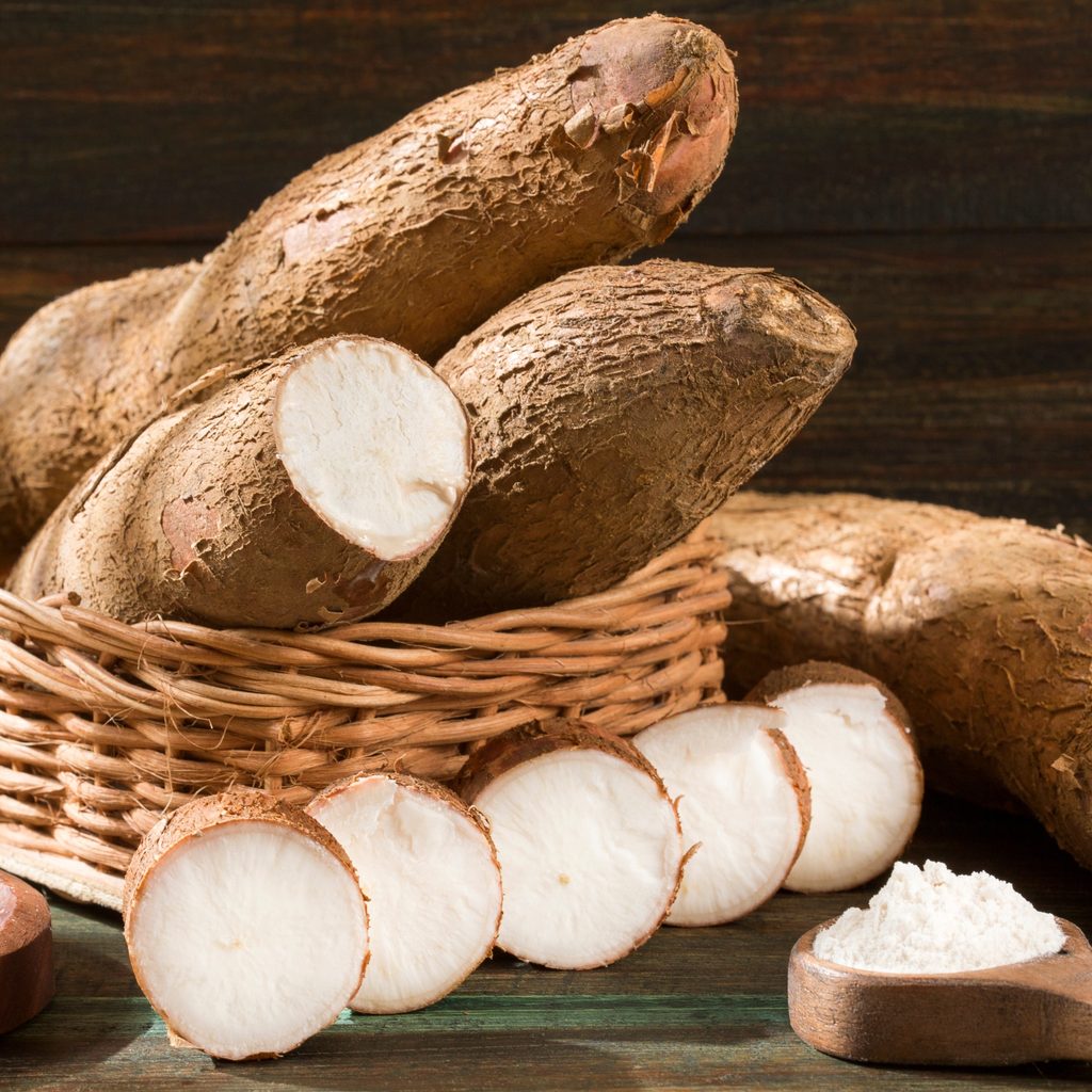 cassava/yuca root in basket
