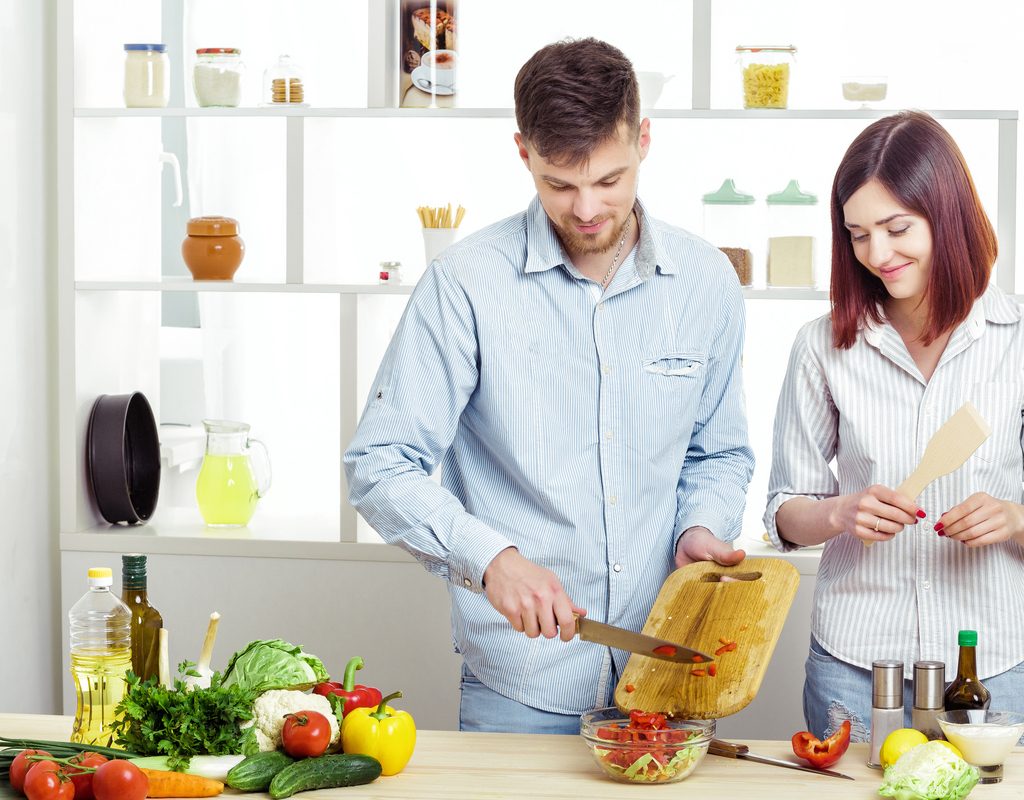 A couple chops veggies