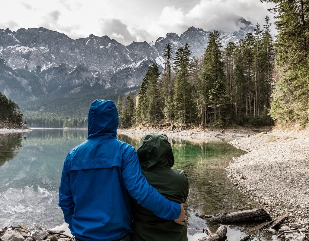 couple enjoying a beautiful on a hike