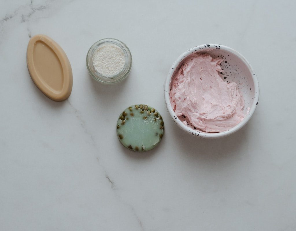 Skin care products on a table