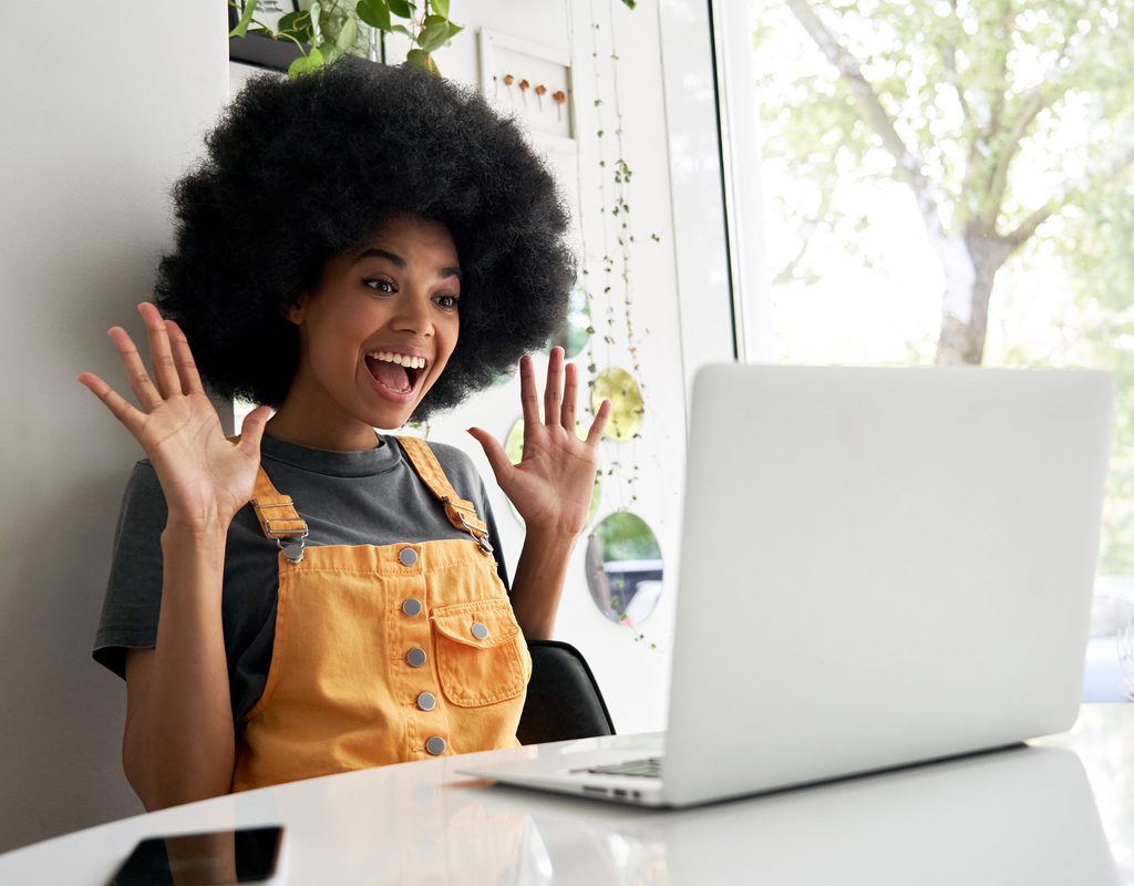 A woman plays virtual games
