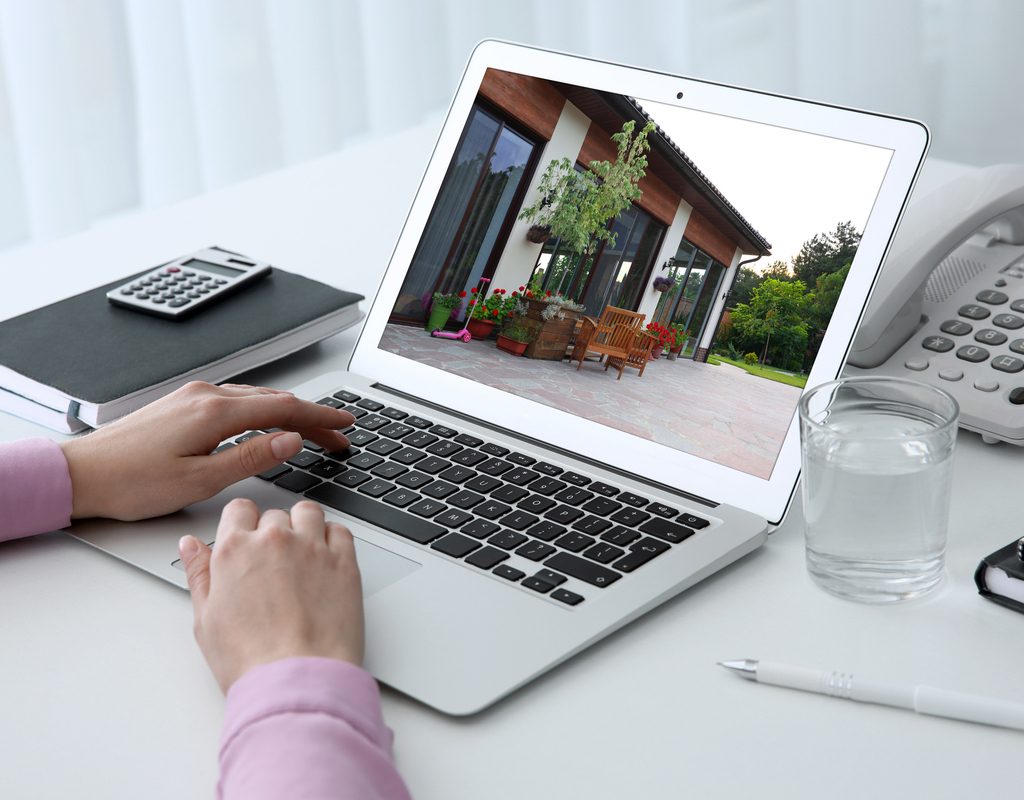 A woman takes a virtual tour