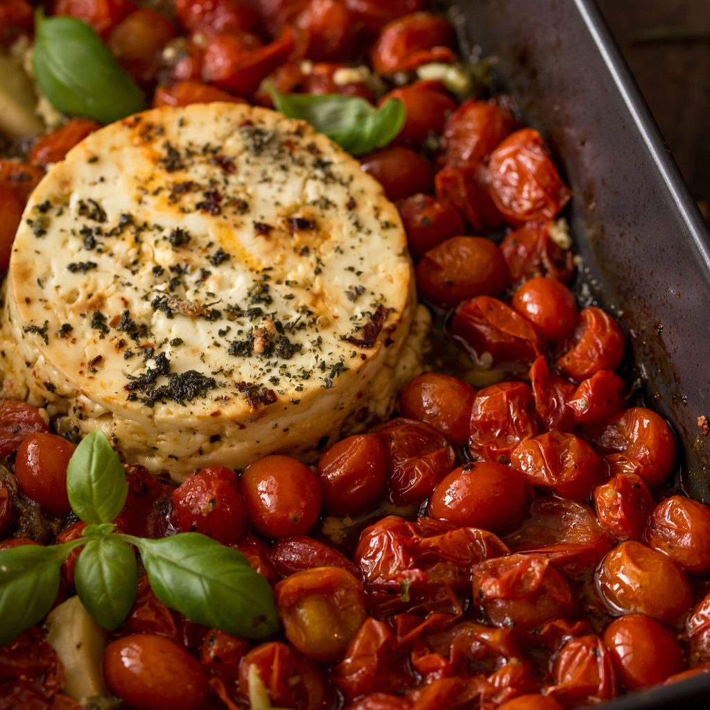 Baked feta cheese and tomatoes
