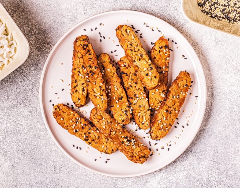 Fried tempeh strips