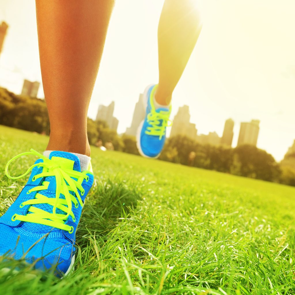 closeup of feet running outdoors