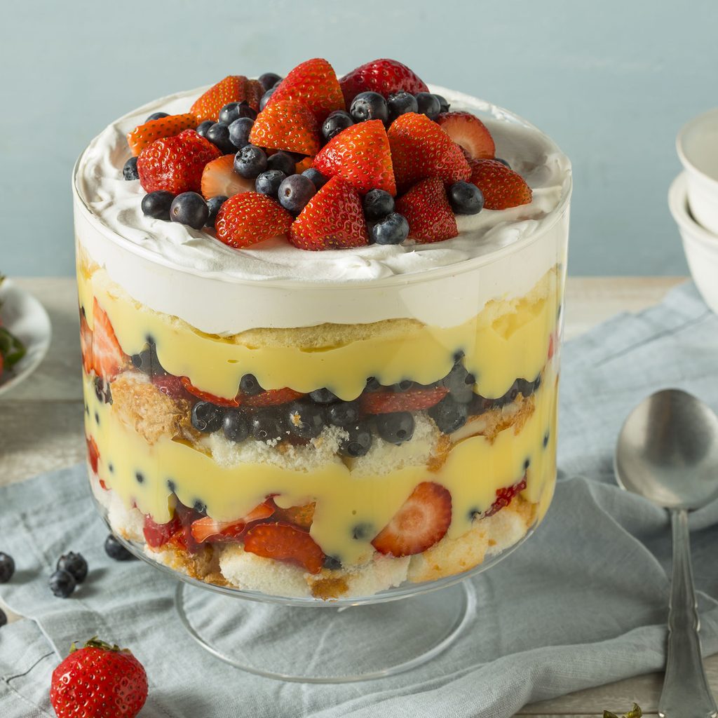 Strawberry and blueberry trifle