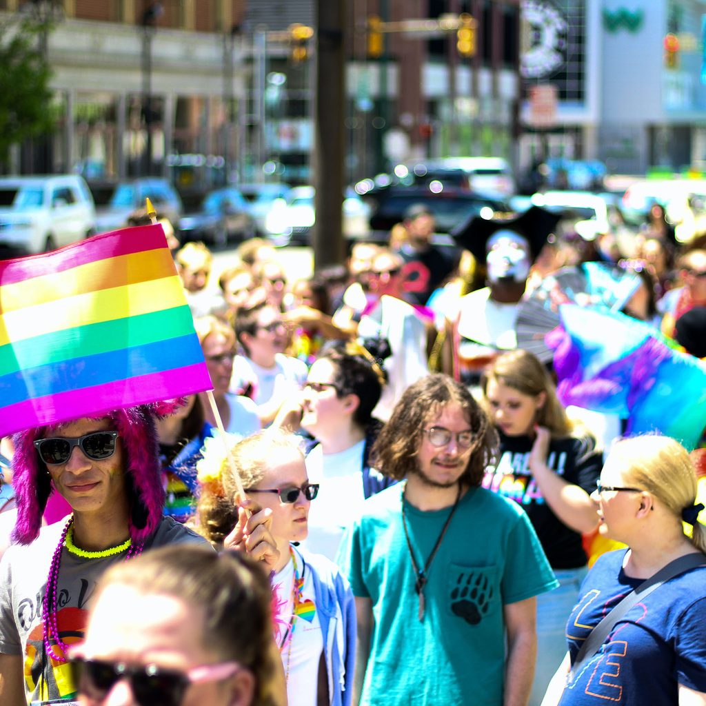 Crowd at a Pride parade