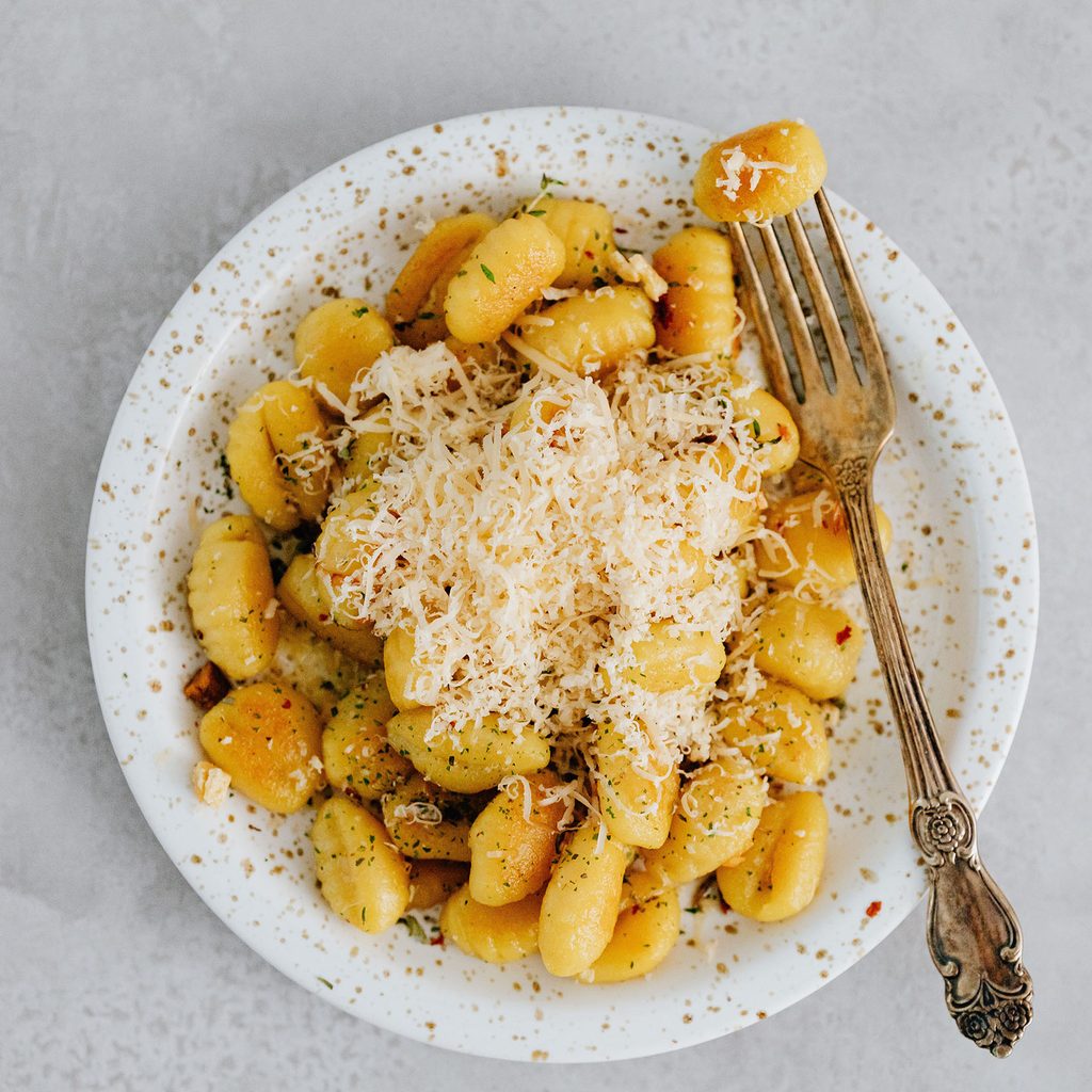 Bowl of gnocchi with parmesan