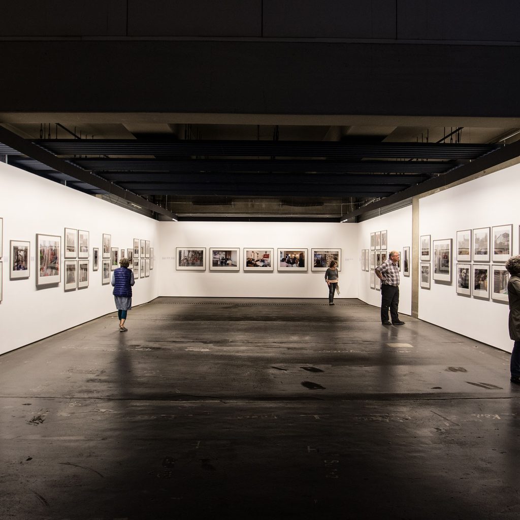 People looking at art