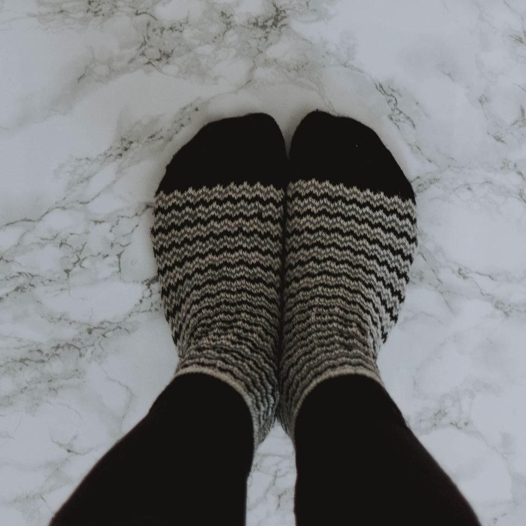 Person wearing cozy socks