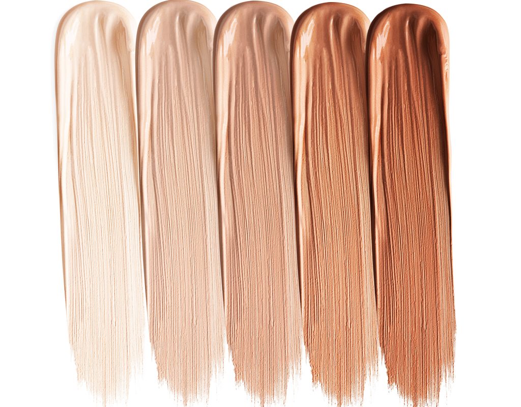 A lineup of makeup shades.