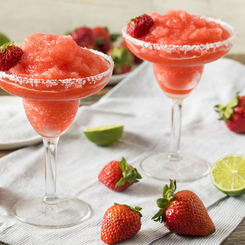 Two frozen strawberry daiquiris