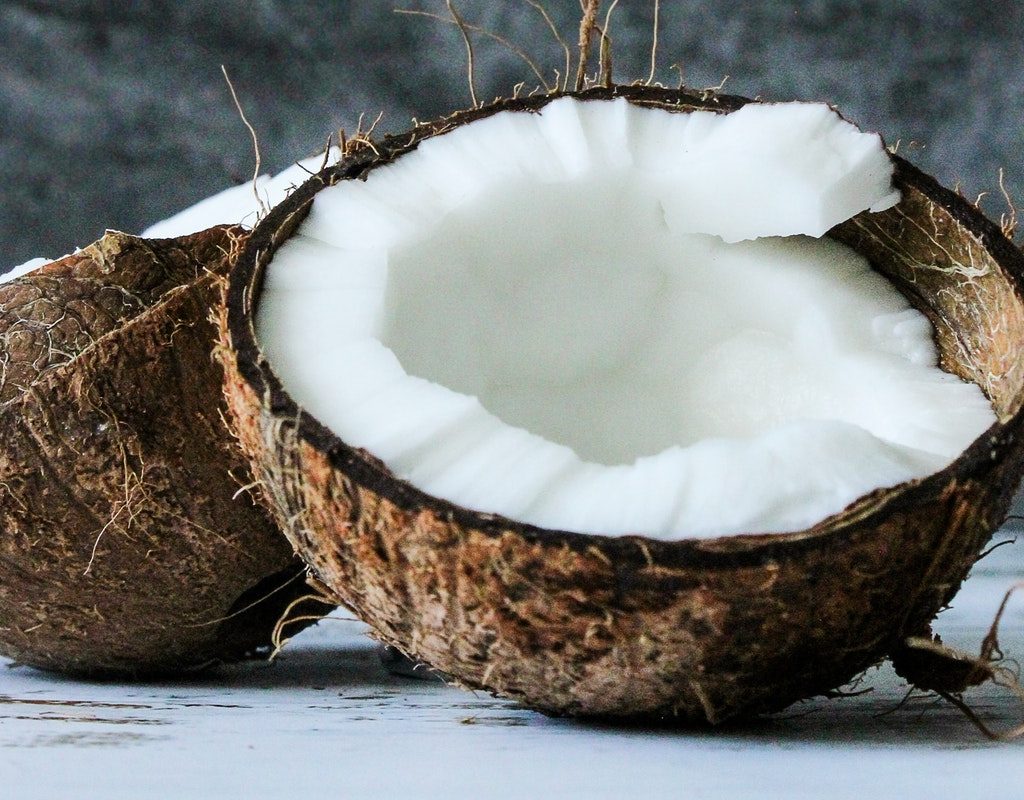 An opened coconut.