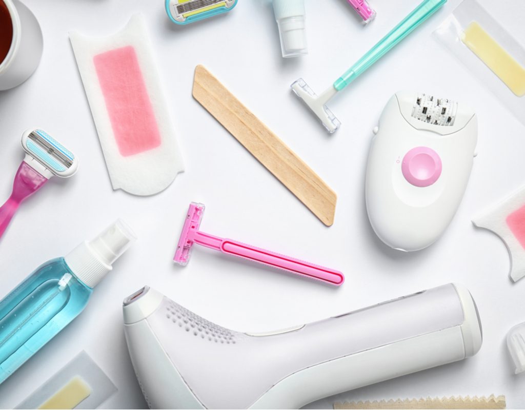 A variety of hair removal tools.