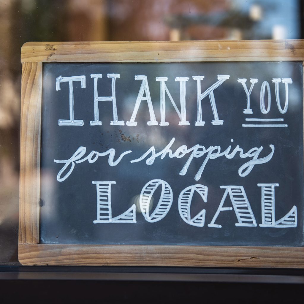 Sign about shopping local