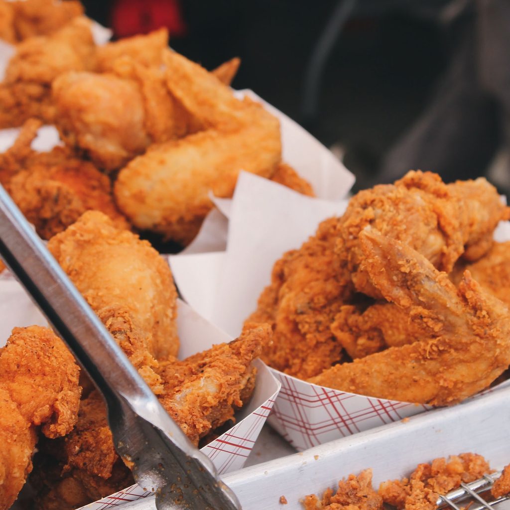 Fried chicken in paper food trays