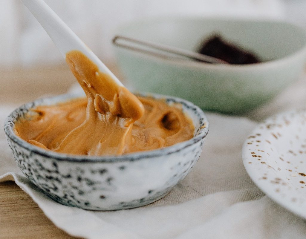 peanut butter in a ceramic bowl