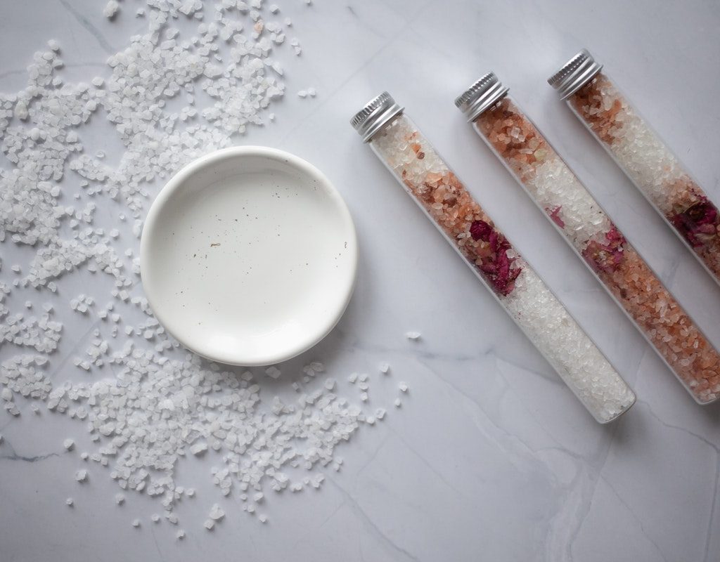 Bath salts in in glass tubes.