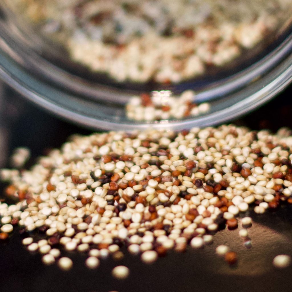 Quinoa falling out of a jar
