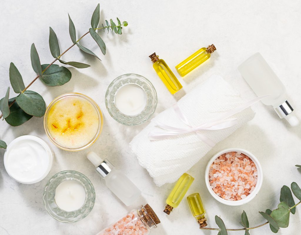 Natural ingredients laid out on a table.