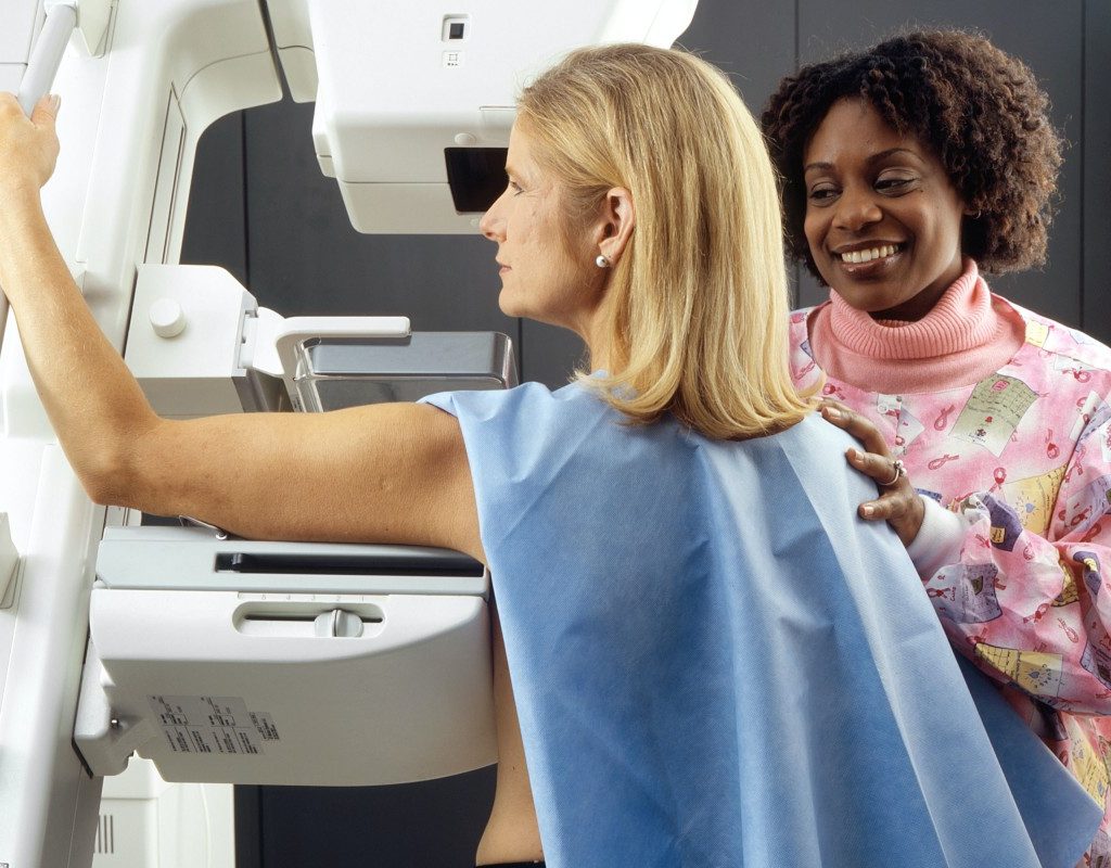 woman getting a mammogram