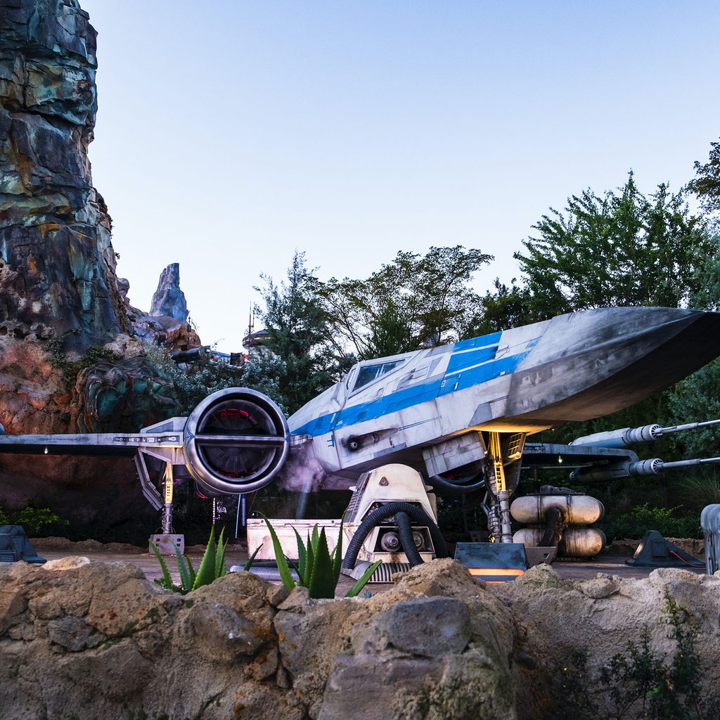 X-Wing starfighter at Galaxy's Edge in Disney World