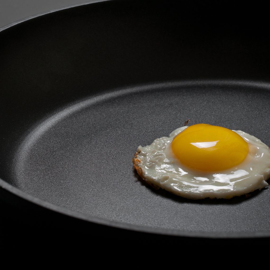 Egg frying in a nonstick pan