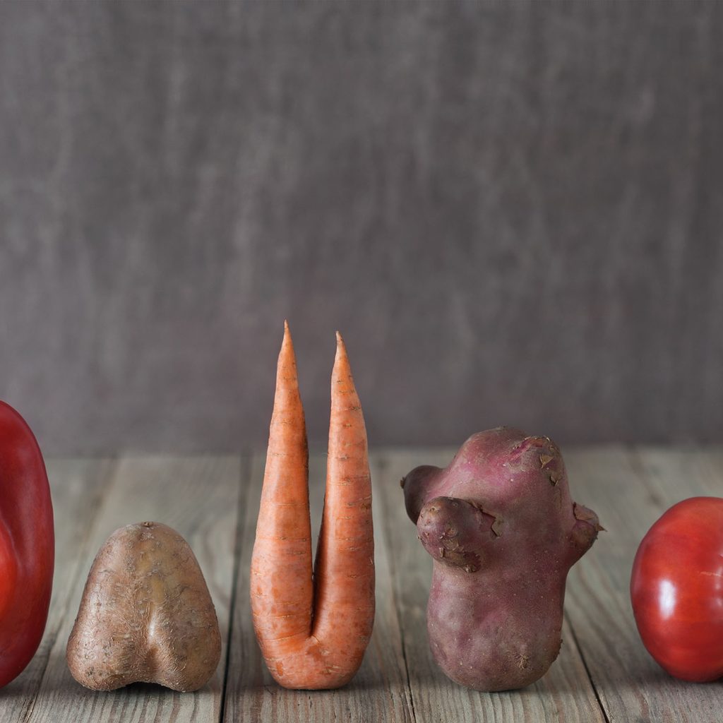 Misshapen ugly fruits and vegetables