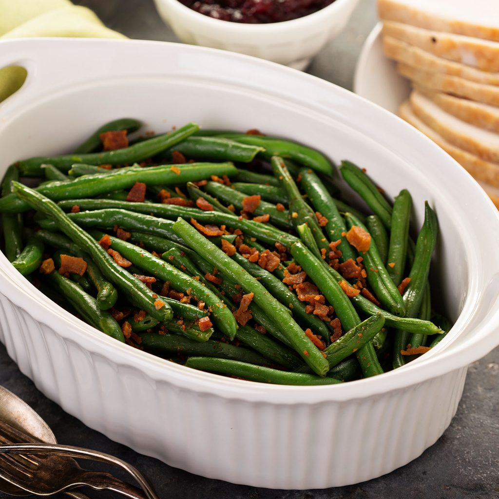 Green beans with bacon at Thanksgiving