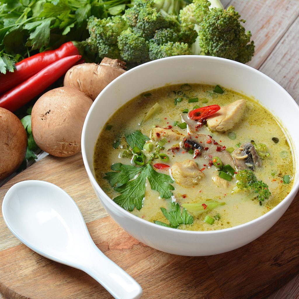 Thai green curry chicken soup