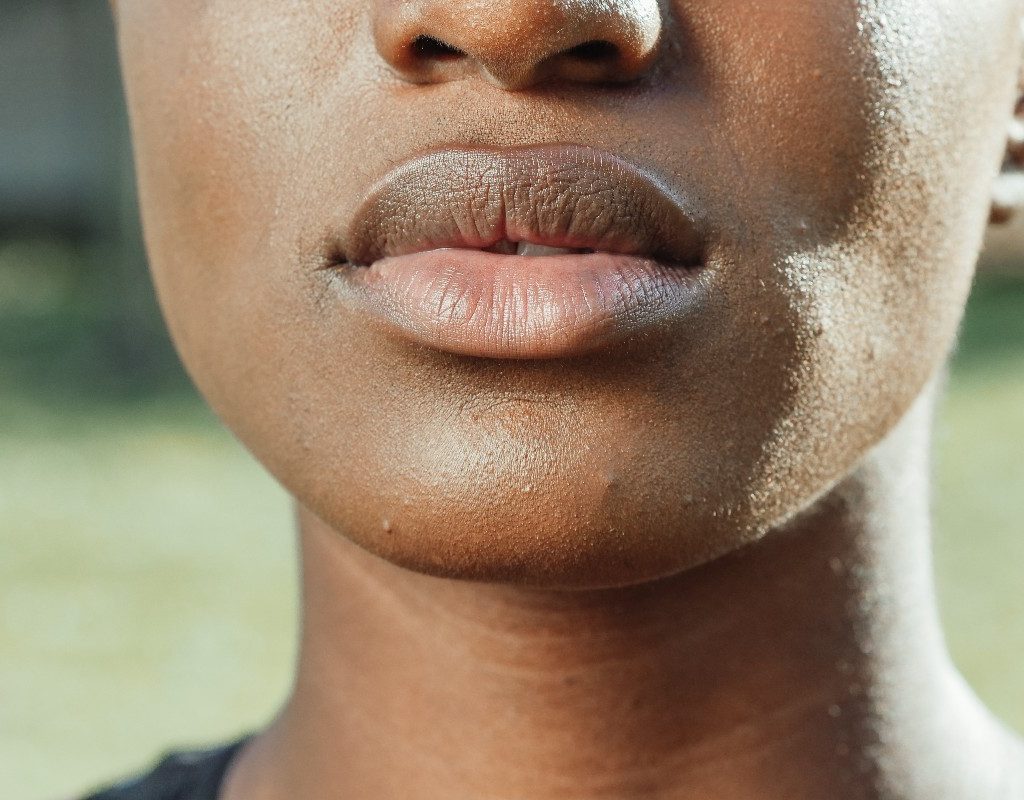 a close up of a woman's lips
