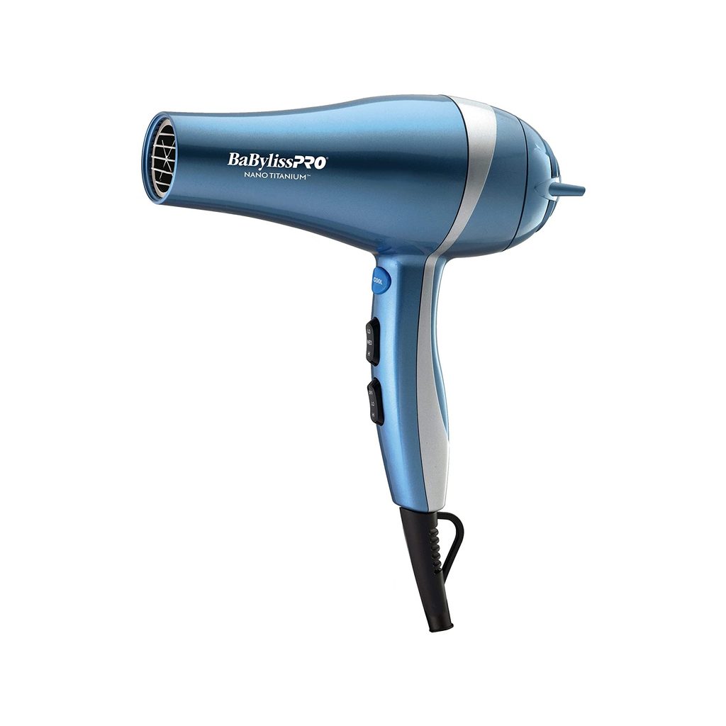 BayBylissPRO Nano Titanium hair dryer on white background.