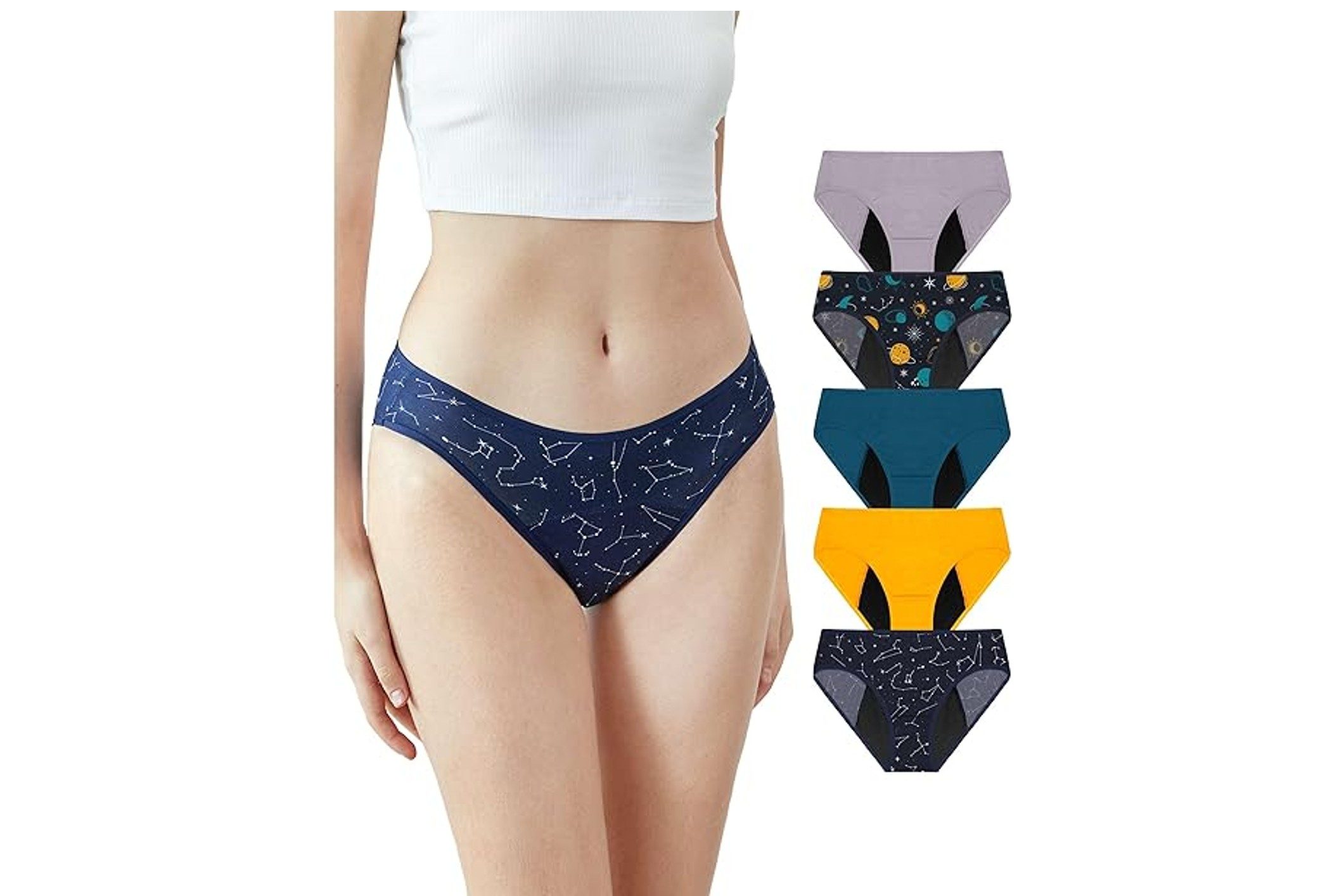 Neione Bikini Briefs Period Underwear for Women 5-Pack (Light)