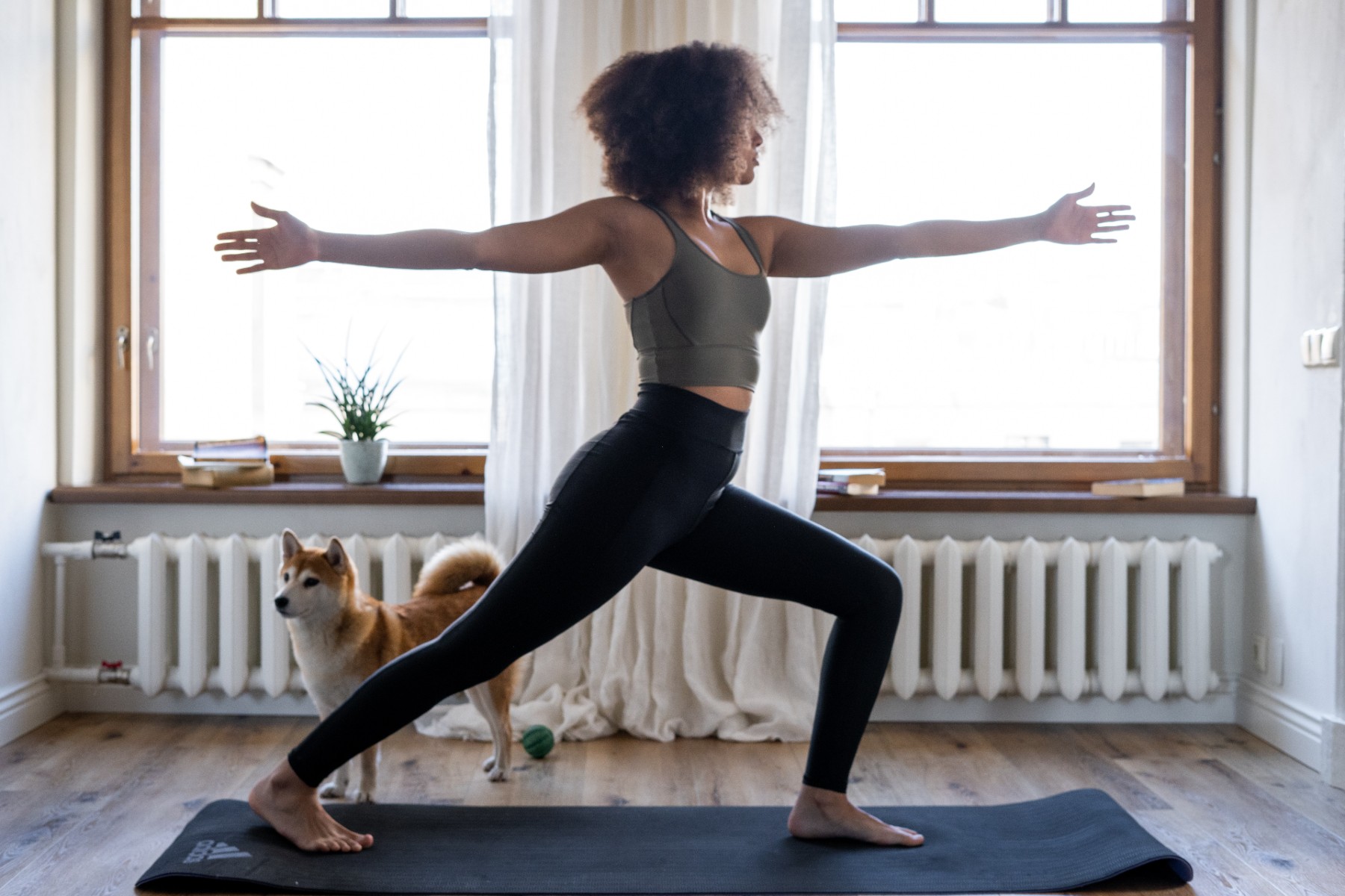 Woman doing yoga at home