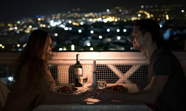 Couple on a romantic dinner date