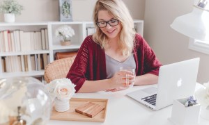 A woman drinking tea