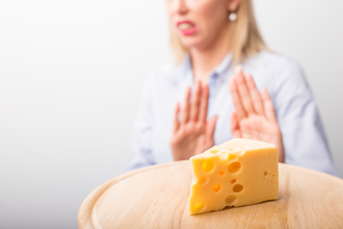 A woman turns down cheese