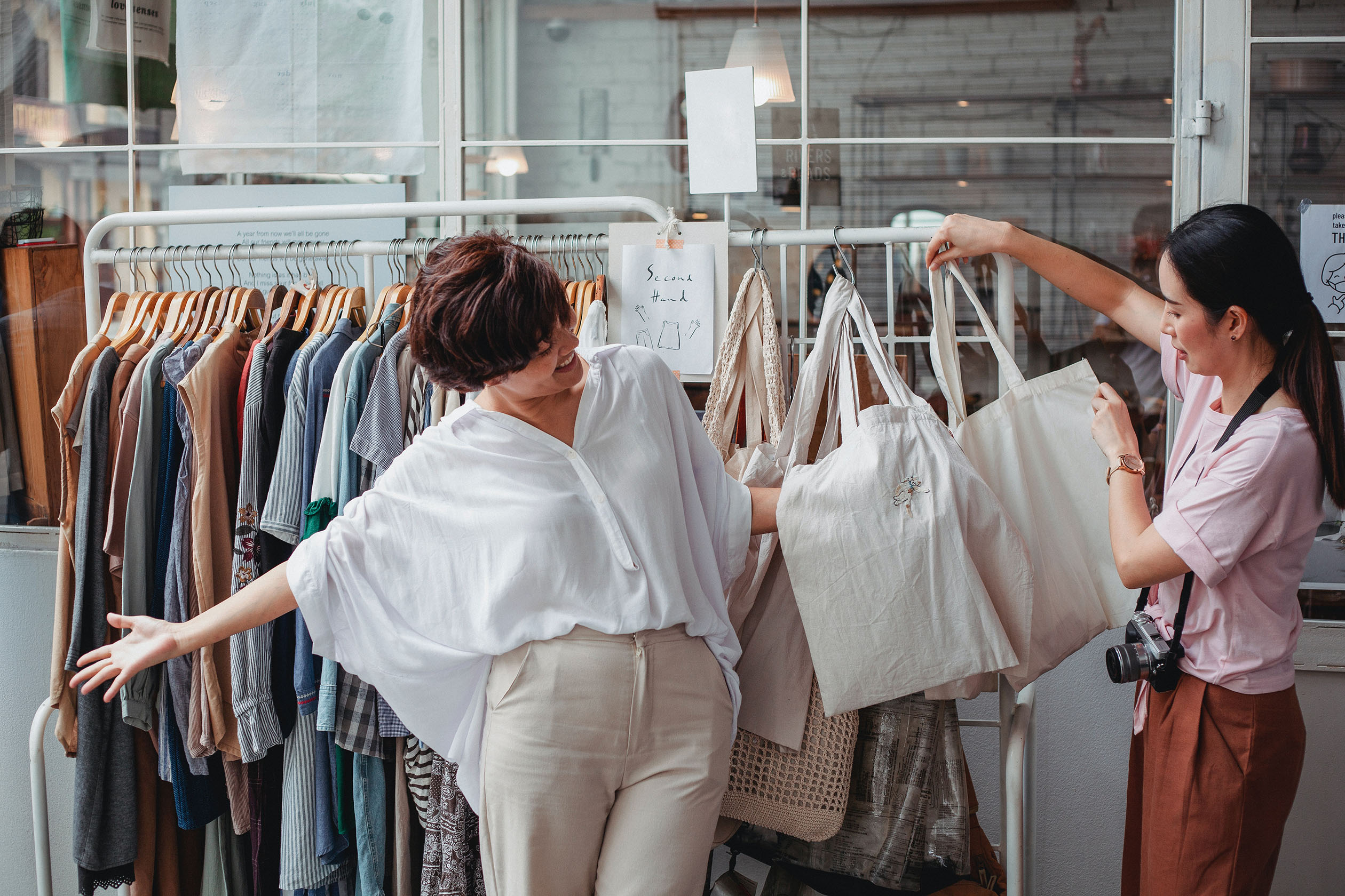 Two friends shopping together