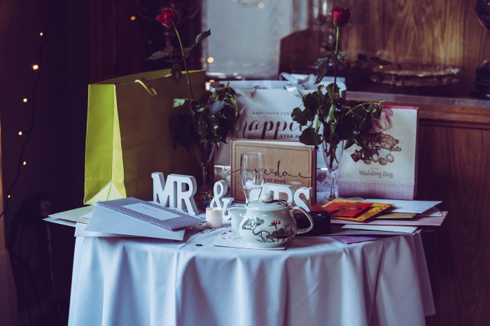 Table of wedding gifts