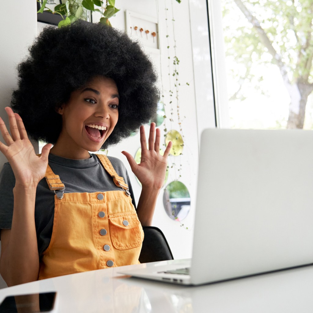 A woman plays virtual games