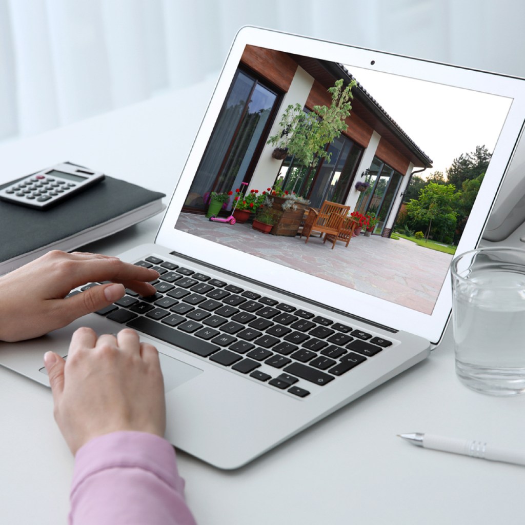 A woman takes a virtual tour