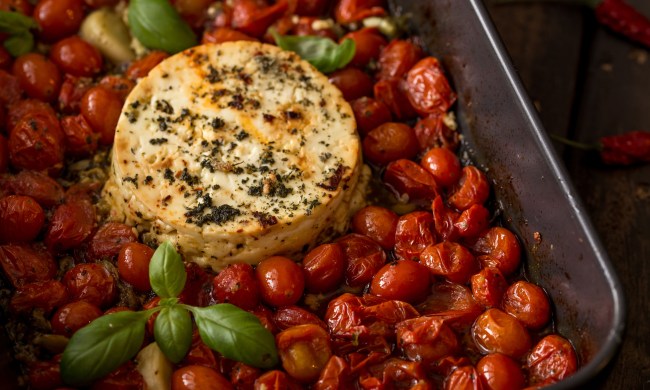 Baked feta cheese and tomatoes