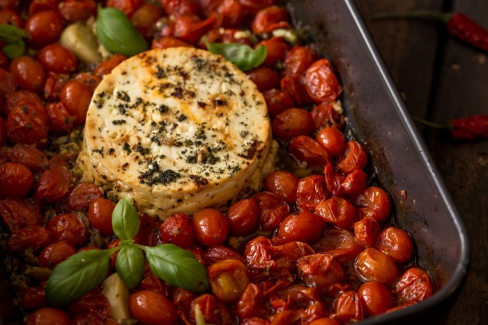 Baked feta cheese and tomatoes