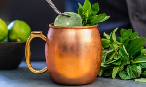Moscow mule in a copper cup
