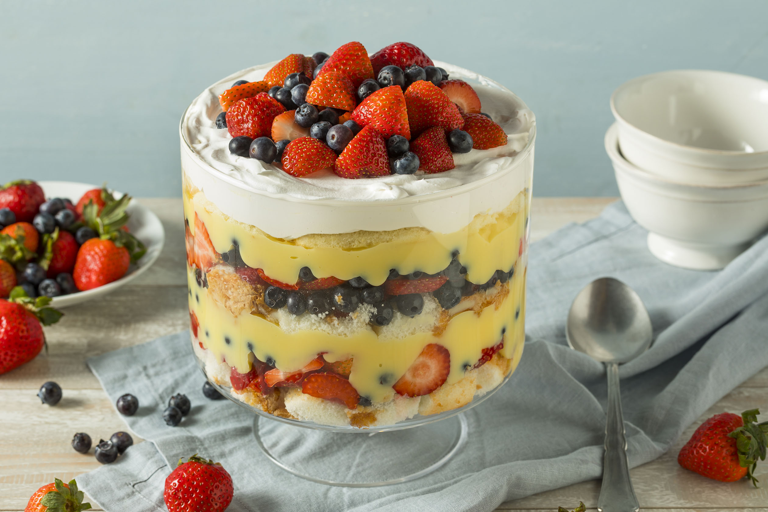 Strawberry and blueberry trifle