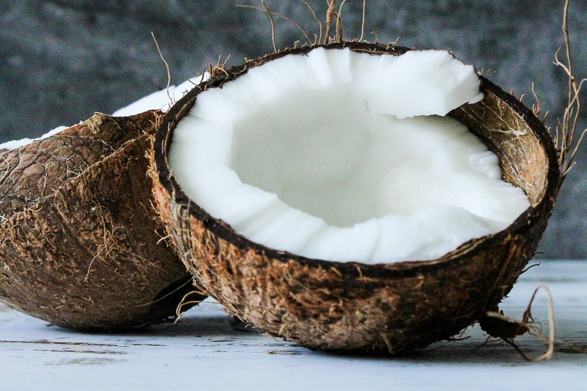 An opened coconut.