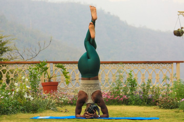Woman doing a yoga headstand