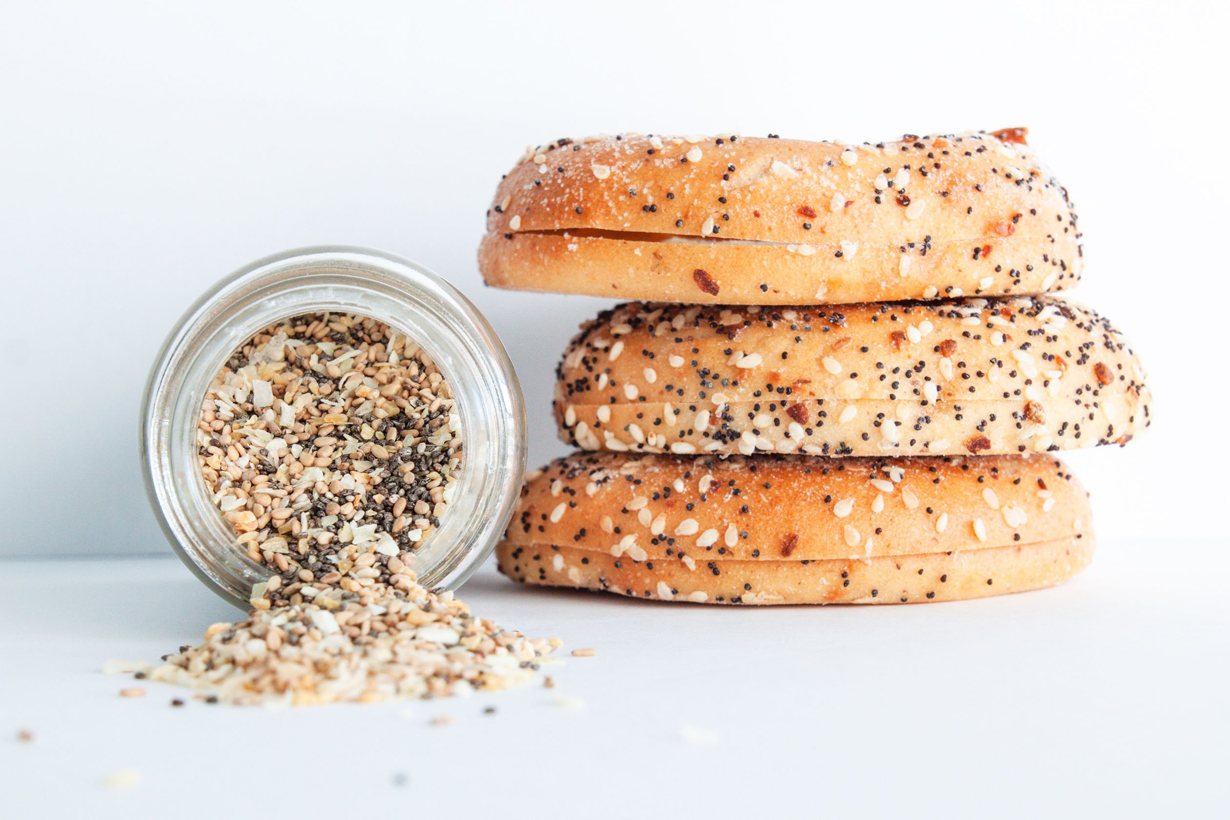 Homemade everything bagel seasoning and bagels
